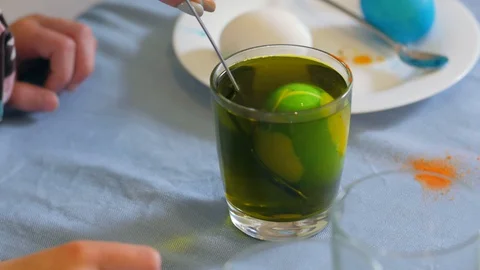 Paint Easter Eggs Closeup Stock Footage 128928493