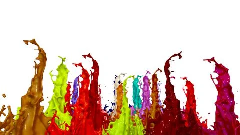 Paint flew out of the jar on white background. Simulation of 3d splashes of ink イラスト素材