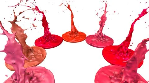 Paint flew out of the jar on white background. Simulation of 3d splashes of ink Stock Illustration
