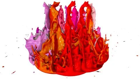 Paint flew out of the jar on white background. Simulation of 3d splashes of ink Illustrazione stock