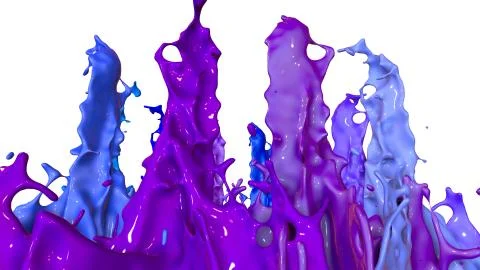 Paint flew out of the jar on white background. Simulation of 3d splashes of ink Stock Illustration