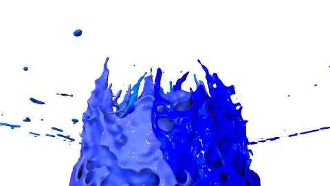 Paint flew out of the jar on white background. Simulation of 3d splashes of ink Stock Illustration