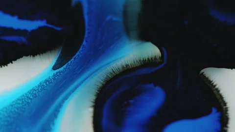 Paint flow ink blend wave blue black fluid mix Video stock 255562809