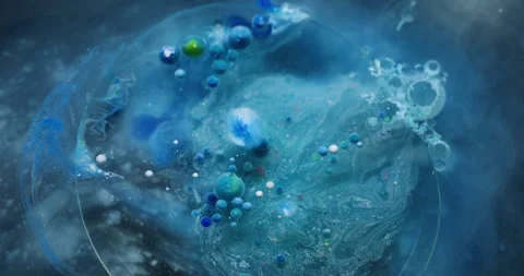Paint flow ink water bubble circle color drop mix Video stock 311933327