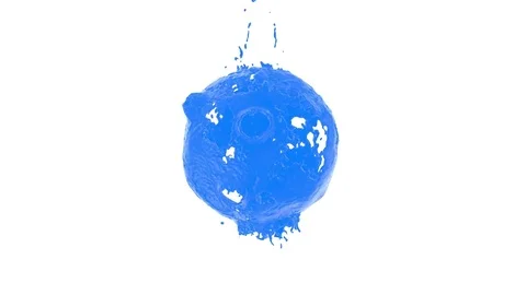 Paint flows with splashes around sphere with attraction to its center. Stock Footage 82645426