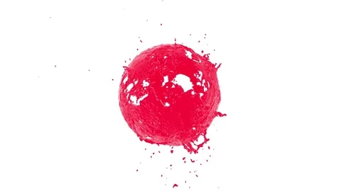 Paint flows with splashes around sphere with attraction to its center. Stock Footage 82646412