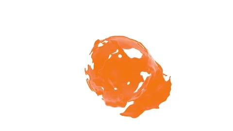 Paint flows with splashes around sphere with attraction to its center. Stock Footage 82647416
