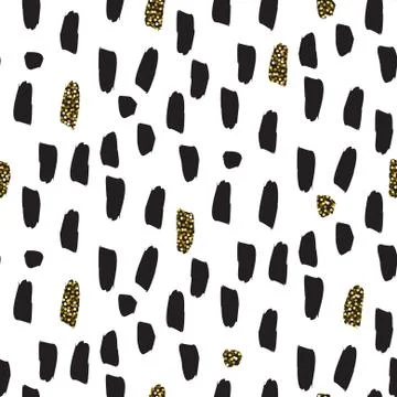 Paint glitter brushstrokes seamless vector black and white pattern. Stock Illustration