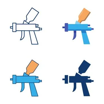 Paint gun flat and line icon set Stock Illustration