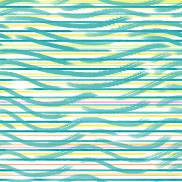 Paint horizontal stripe summer seamless pattern. Hand drawn brush lines Stock Illustration