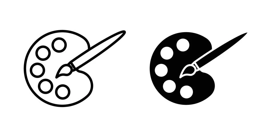 Paint icon thin line and clipart style vector set Stock Illustration