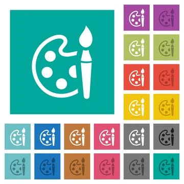 Paint kit alternate square flat multi colored icons Stock Illustration
