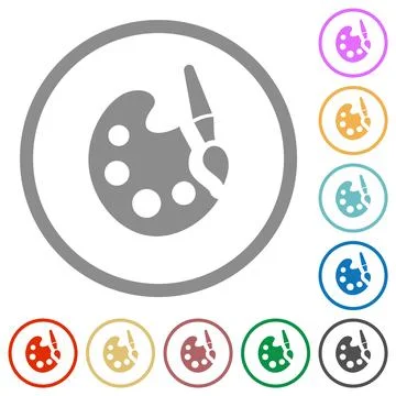 Paint kit solid flat icons with outlines Stock Illustration