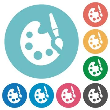 Paint kit solid flat round icons Stock Illustration