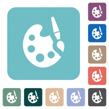 Paint kit solid rounded square flat icons Stock Illustration