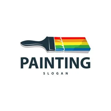 Paint logo simple wall paint brush design with colorful elegant vector templa Stock Illustration