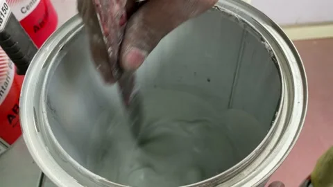 Paint matching, white paint preparing Stock Footage 220180465