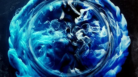 Paint motion fortune teller glass blue smoke cloud Stock Footage 115106440