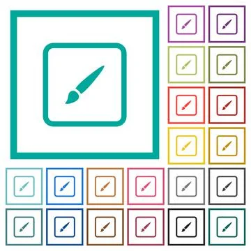 Paint object flat color icons with quadrant frames Stock Illustration