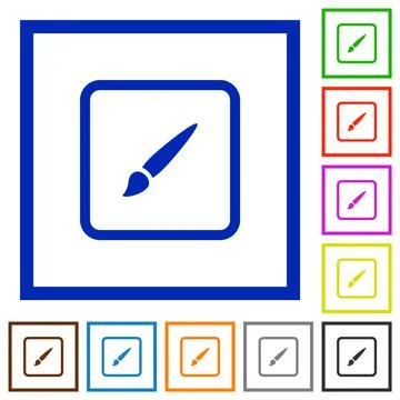 Paint object flat framed icons Illustrazione stock