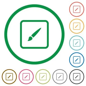 Paint object flat icons with outlines Stock Illustration