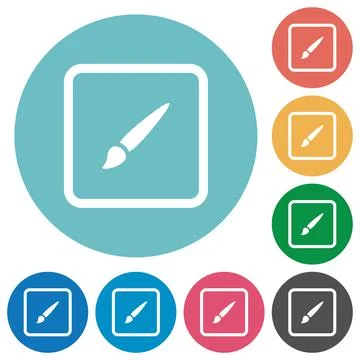 Paint object flat round icons Stock Illustration
