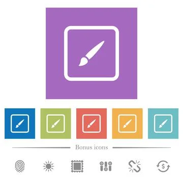 Paint object flat white icons in square backgrounds Illustrazione stock