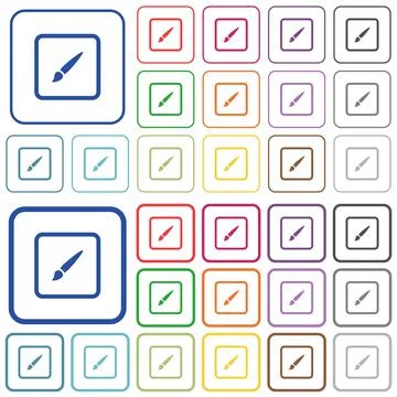 Paint object outlined flat color icons Illustrazione stock