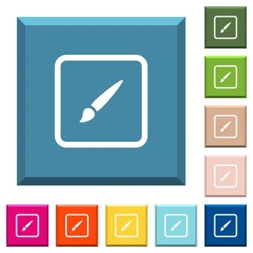 Paint object white icons on edged square buttons Illustrazione stock