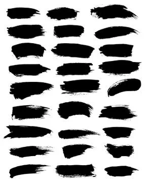Paint or marker vector strokes, blobs, dabs set Stock Illustration