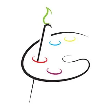 Paint palette and brush Initial G logo icon vector Stock Illustration