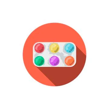 Paint palette flat icon with long shadow Stock Illustration