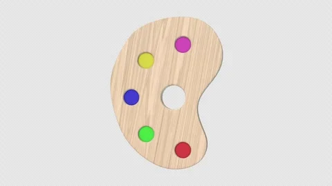 Paint Palette Rotating on a Transparent Background. Seamless Loop. Colors 3D. 4K Stock Footage 303639017