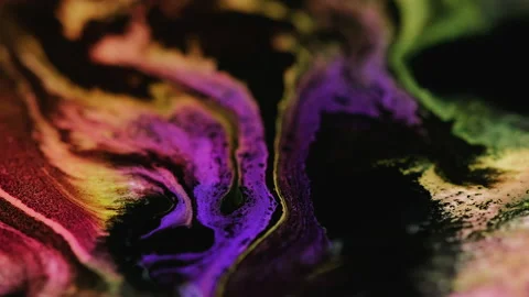 Paint paper flow ink water blend purple black dye Stock Footage 193953901
