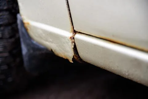 Paint peeling as a result of rust Stock Photos