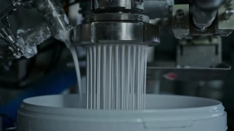 Paint is poured into the packaging Stock Footage 239860370