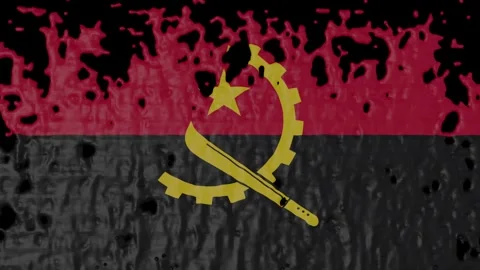 Paint Pouring of the Angolan Flag (w/ Matte) Stock Footage 280562544