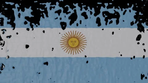 Paint Pouring of the Argentinian Flag Stock Footage 264459499