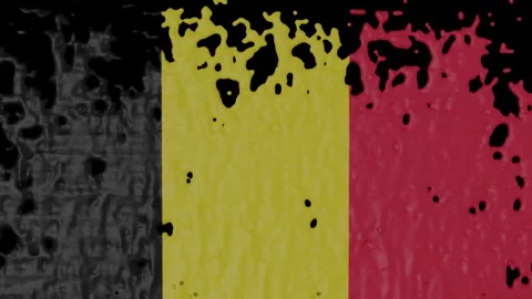 Paint Pouring of the Belgian Flag (w/ Matte) Stock Footage 283883624