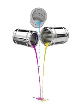 Paint Pouring from Buckets. Stock-Illustration
