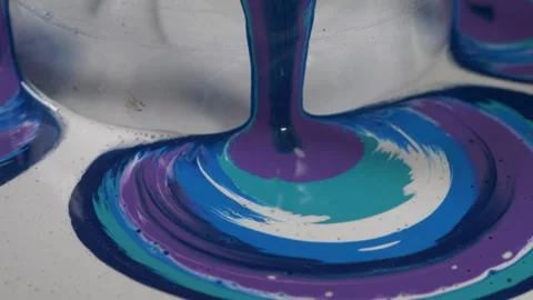 Paint pouring on a canvas with a cut bottle. diy art and creation. slow mot.. Stock Footage 238937003