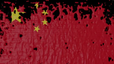 Paint Pouring of the Chinese Flag Stock Footage 264459524