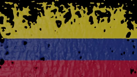 Paint Pouring of the Colombian Flag (w/ Matte) Stock Footage 288117981