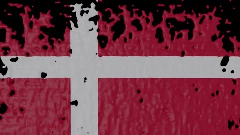 Paint Pouring of the Danish Flag (w/ Matte) Stock Footage 274003653