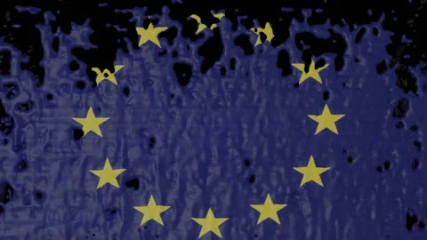 Paint Pouring of the EU Flag Stock Footage 264459672