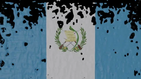Paint Pouring of the Guatemalan Flag Stock Footage 267733969