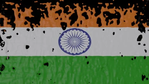 Paint Pouring of the Indian Flag Stock Footage 265861789