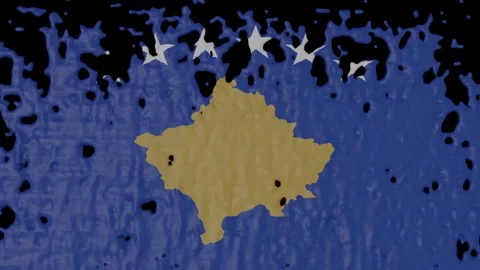Paint Pouring of the Kosovan Flag (w/ Matte) Stock Footage 294846951