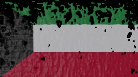 Paint Pouring of the Kuwaiti Flag Stock Footage 266960623