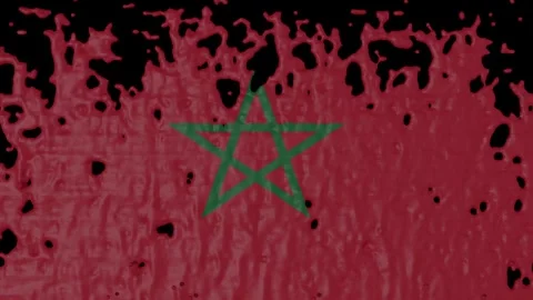 Paint Pouring of the Moroccan Flag (w/ Matte) Stock Footage 338362451